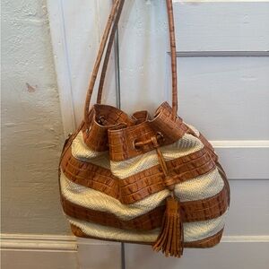 Trina Whiskey Raffia Brahmin bag